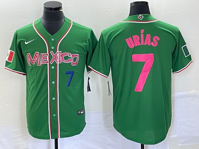 Men 2023 World Cub Mexico #7 Urias Green pink Nike MLB Jersey4->more jerseys->MLB Jersey